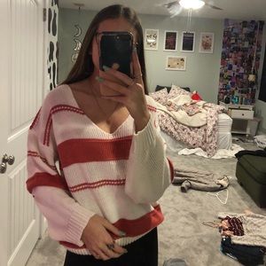 Red and white stripped sweater